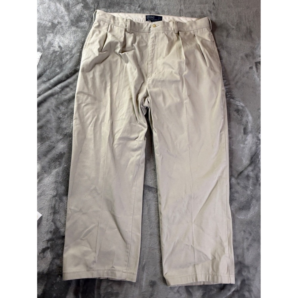 Polo By Ralph Lauren Andrew Pant Mens 36x30 Beige Pleated Classic Chino Size 36